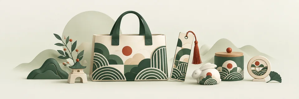 Concept illustration of cultural gifts and a tote inspired by traditional patterns
